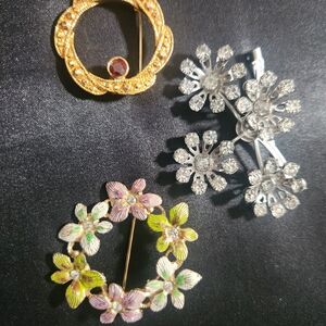 Vintage Brooch Bundle Multicolor Enamel and Crystal Brooch - Women Jewelry